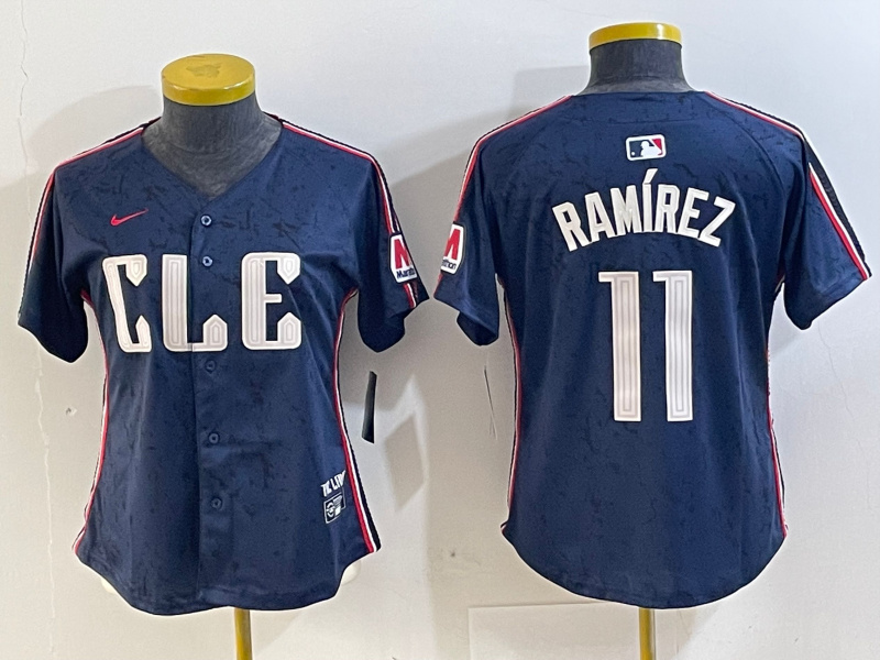 Personalized Women’s Cleveland Guardians #11 José Ramírez Navy 2024 City Connect Limited Stitched Baseball Jerseys