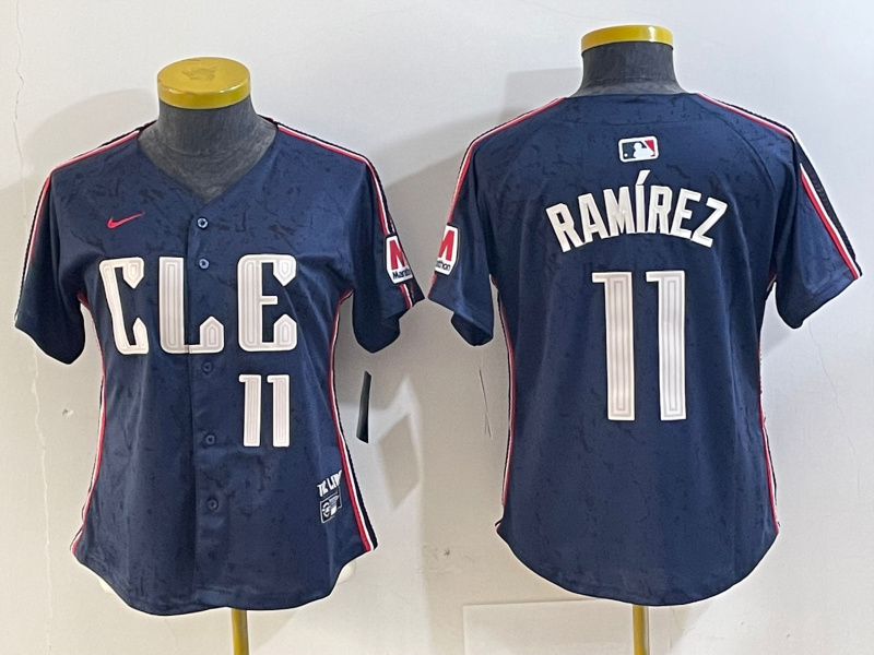 Personalized Women’s Cleveland Guardians #11 José Ramírez Navy 2024 City Connect Limited Stitched Baseball Jerseys