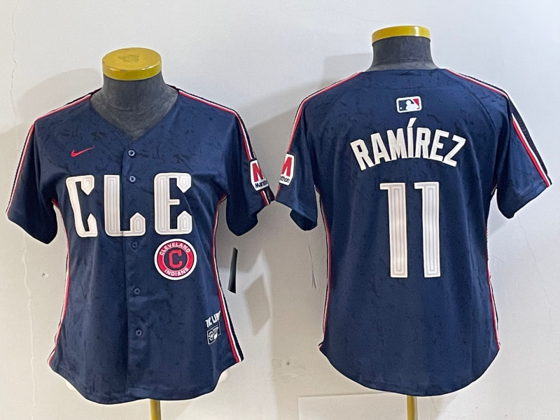 Personalized Women’s Cleveland Guardians #11 José Ramírez Navy 2024 City Connect Limited Stitched Baseball Jerseys