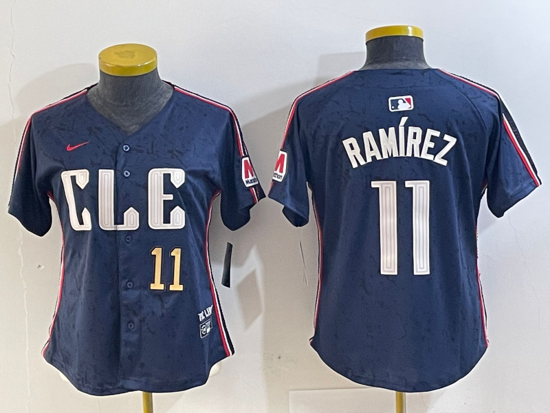 Personalized Women’s Cleveland Guardians #11 José Ramírez Navy 2024 City Connect Limited Stitched Baseball Jerseys