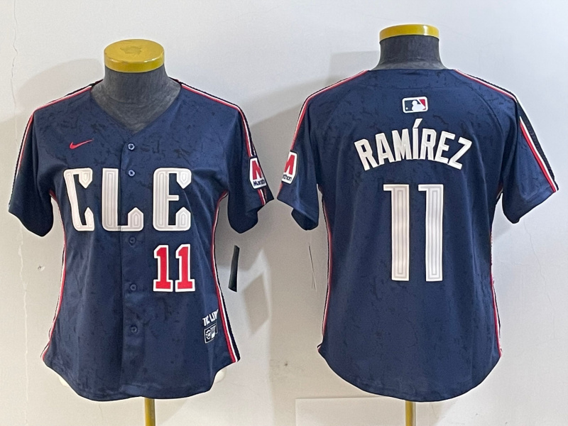 Personalized Women’s Cleveland Guardians #11 José Ramírez Navy 2024 City Connect Limited Stitched Baseball Jerseys