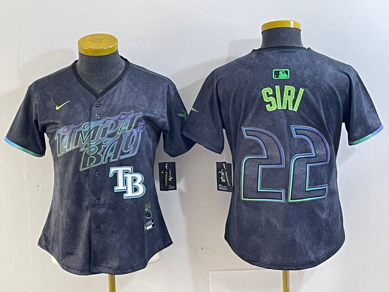 Personalized Women Tampa Bay Rays #22 Jose Siri Charcoal 2024 City Connect Limited Stitched Baseball Jersey