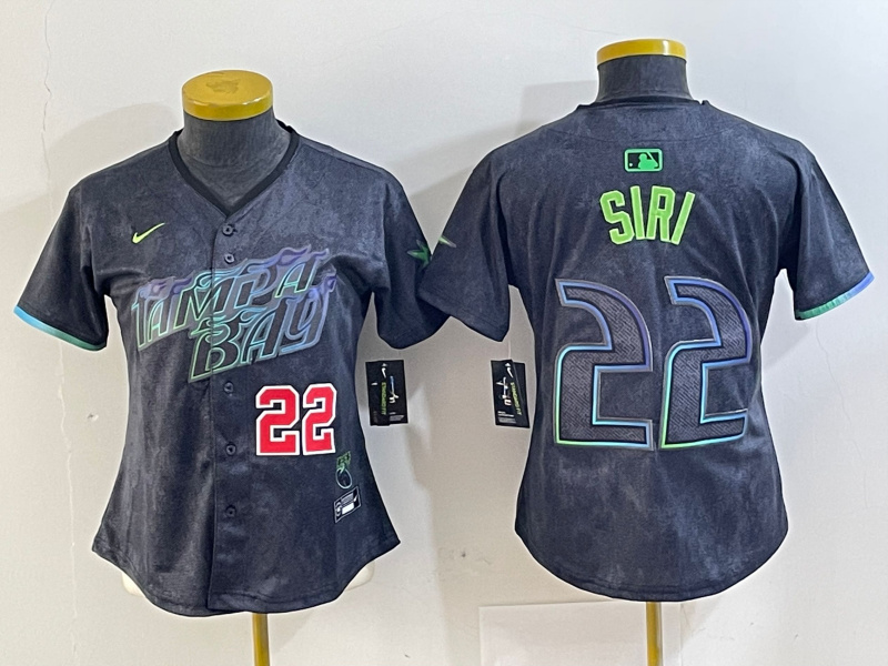 Personalized Women Tampa Bay Rays #22 Jose Siri Charcoal 2024 City Connect Limited Stitched Baseball Jerseys