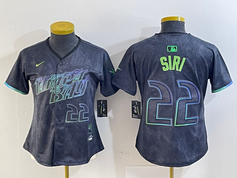 Personalized Women Tampa Bay Rays #22 Jose Siri Charcoal 2024 City Connect Limited Stitched Baseball Jerseys