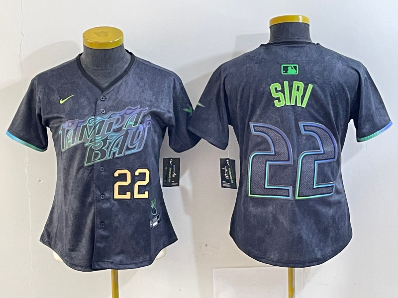 Personalized Women Tampa Bay Rays #22 Jose Siri Charcoal 2024 City Connect Limited Stitched Baseball Jerseys