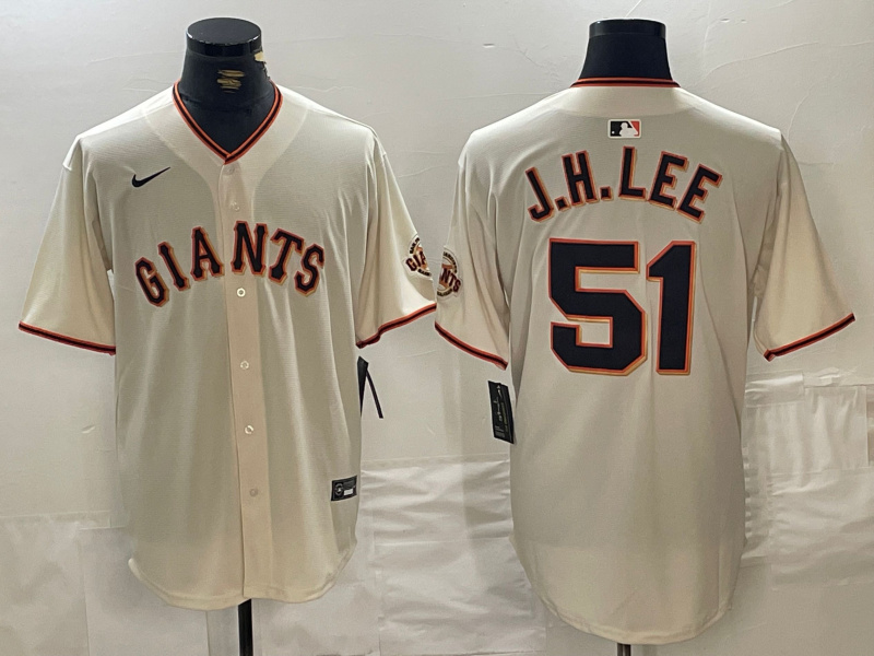 Personalized Men’s San Francisco Giants #51 Jung Hoo Lee Cream 2024 Home Limited Stitched Baseball Jersey
