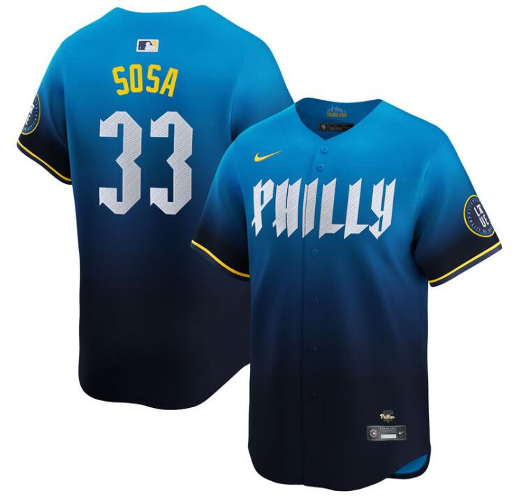 Personalized Men’s Philadelphia Phillies #33 Edmundo Sosa Blue 2024 City Connect Limited Stitched Jersey