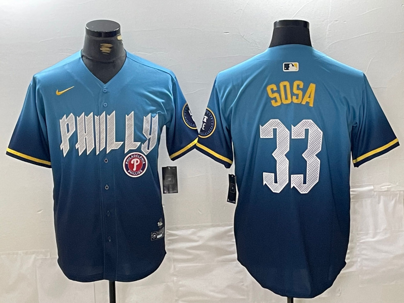 Personalized Men’s Philadelphia Phillies #33 Edmundo Sosa Blue 2024 City Connect Limited Stitched Jerseys