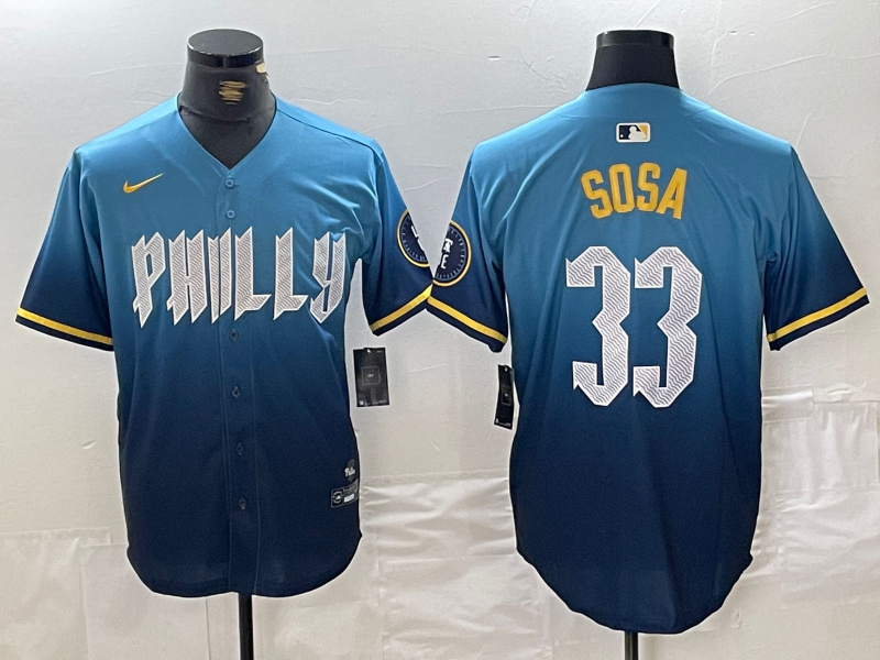 Personalized Men’s Philadelphia Phillies #33 Edmundo Sosa Blue 2024 City Connect Limited Stitched Jerseys