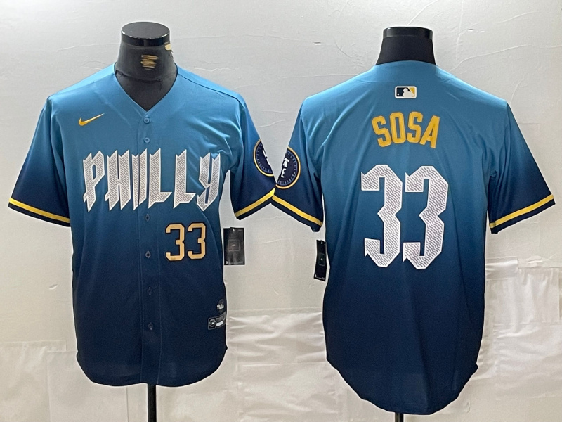 Personalized Men’s Philadelphia Phillies #33 Edmundo Sosa Blue 2024 City Connect Limited Stitched Jerseys