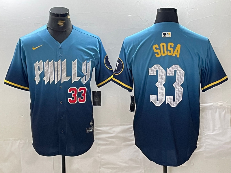 Personalized Men’s Philadelphia Phillies #33 Edmundo Sosa Blue 2024 City Connect Limited Stitched Jerseys