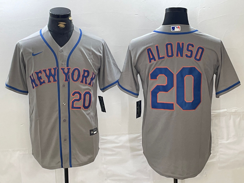 Personalized men’s new york mets #20 pete alonso grey stitched baseball jersey