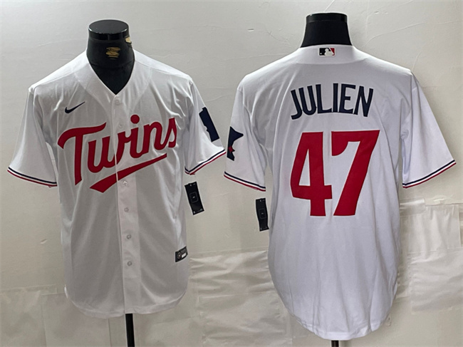 Personalized Men’s Minnesota Twins #47 Edouard Julien White Cool Base Stitched Jerseys