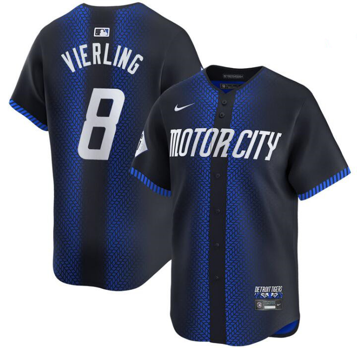 Personalized Men’s Detroit Tigers #8 Matt Vierling 2024 Navy City Connect Cool Base Limited Stitched Jersey