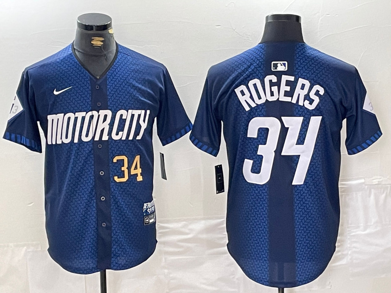 Personalized Men’s Detroit Tigers #34 Jake Rogers 2024 Navy City Connect Cool Base Limited Stitched Jerseys