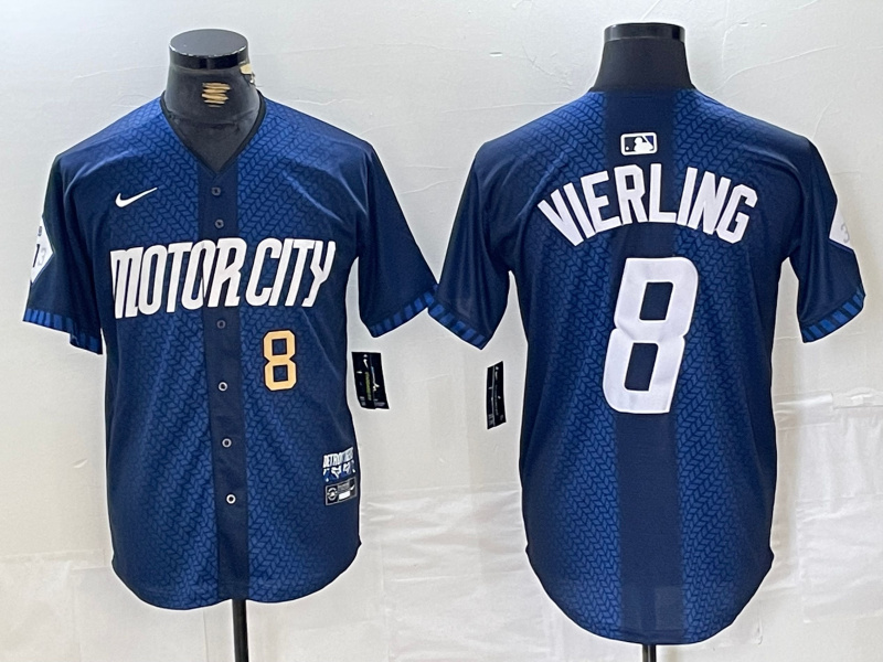 Personalized Men’s Detroit Tigers #8 Matt Vierling 2024 Navy City Connect Cool Base Limited Stitched Jerseys
