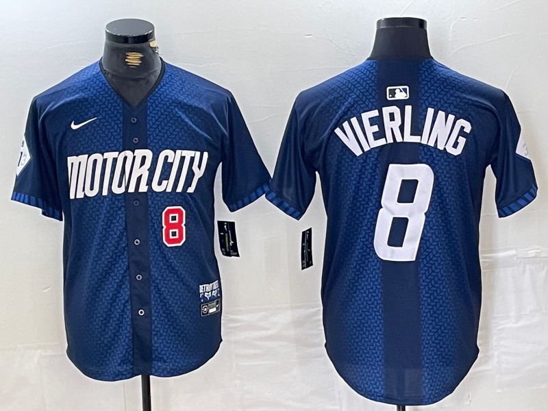 Personalized Men’s Detroit Tigers #8 Matt Vierling 2024 Navy City Connect Cool Base Limited Stitched Jerseys