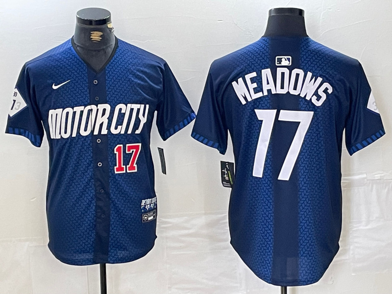 Personalized Men’s Detroit Tigers #17 Parker Meadows 2024 Navy City Connect Cool Base Limited Stitched Jerseys