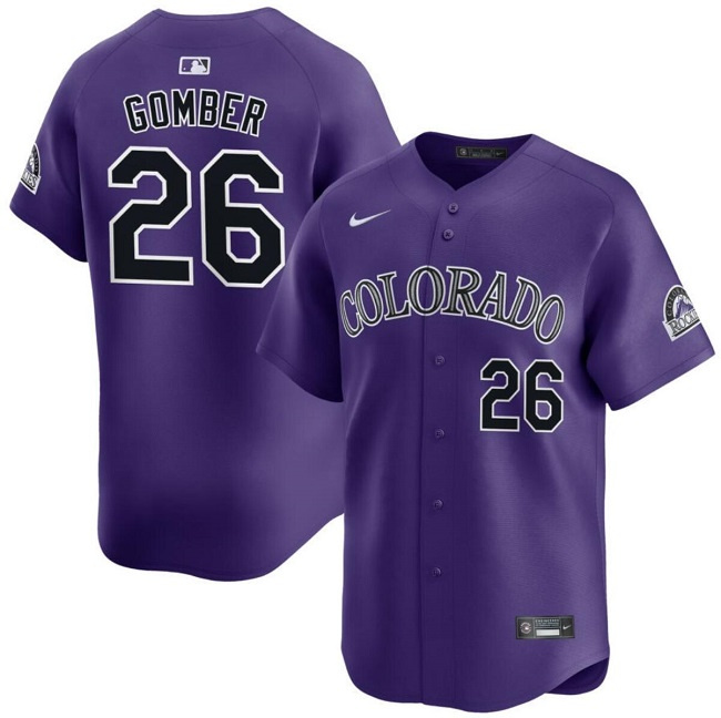 Personalized Men’s Colorado Rockies #26 Austin Gomber Purple Limited Stitched Baseball Jersey