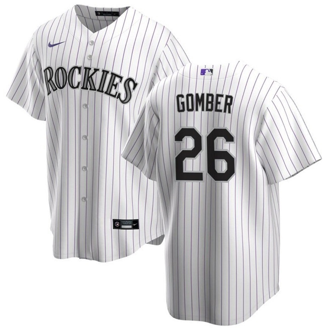 Personalized Men’s Colorado Rockies #26 Austin Gomber White Cool Base Stitched Baseball Jersey