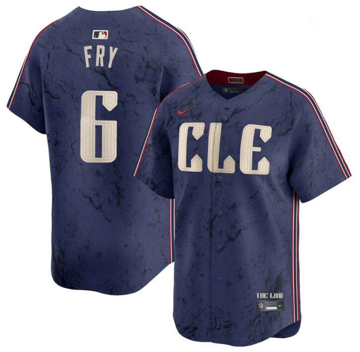 Personalized Men’s Cleveland Guardians #6 David Fry Navy 2024 City Connect Limited Stitched Baseball Jersey