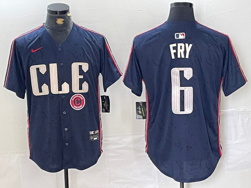 Personalized Men’s Cleveland Guardians #6 David Fry Navy 2024 City Connect Limited Stitched Baseball Jerseys