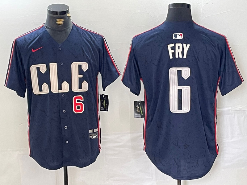 Personalized Men’s Cleveland Guardians #6 David Fry Navy 2024 City Connect Limited Stitched Baseball Jerseys