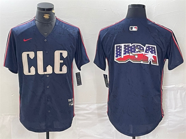 Personalized Men’s Cleveland Guardians Team Big Logo Navy 2024 City Connect Limited Stitched Baseball Jerseys