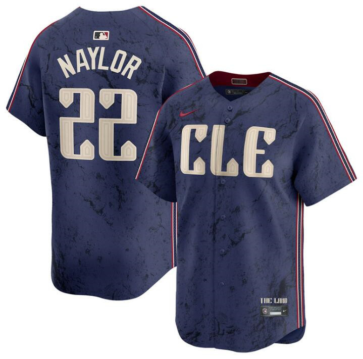 Personalized Men’s Cleveland Guardians #22 Josh Naylor Navy 2024 City Connect Limited Stitched Baseball Jersey