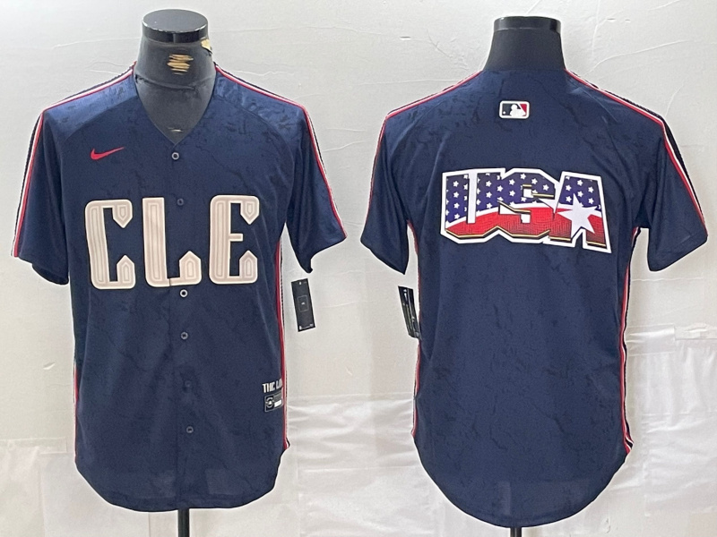 Personalized Men’s Cleveland Guardians Team Big Logo Navy 2024 City Connect Stitched Baseball Jersey(Run Small)
