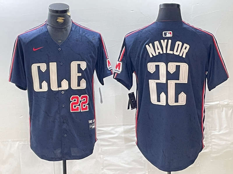 Personalized Men’s Cleveland Guardians #22 Josh Naylor Navy 2024 City Connect Limited Stitched Baseball Jerseys