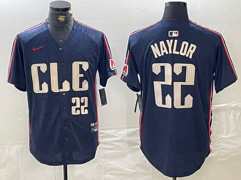 Personalized Men’s Cleveland Guardians #22 Josh Naylor Navy 2024 City Connect Limited Stitched Baseball Jerseys