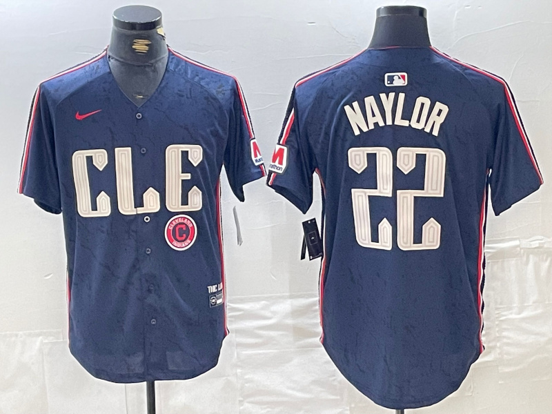Personalized Men’s Cleveland Guardians #22 Josh Naylor Navy 2024 City Connect Limited Stitched Baseball Jerseys