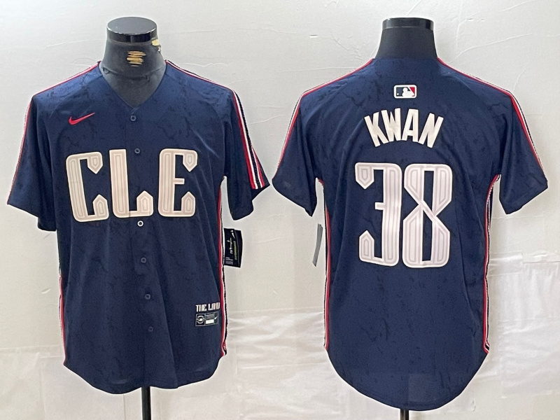 Personalized Men’s Cleveland Guardians #38 Steven Kwan Navy 2024 City Connect Limited Stitched Baseball Jerseys