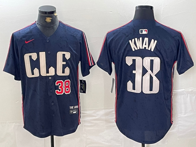 Personalized Men’s Cleveland Guardians #38 Steven Kwan Navy 2024 City Connect Limited Stitched Baseball Jerseys