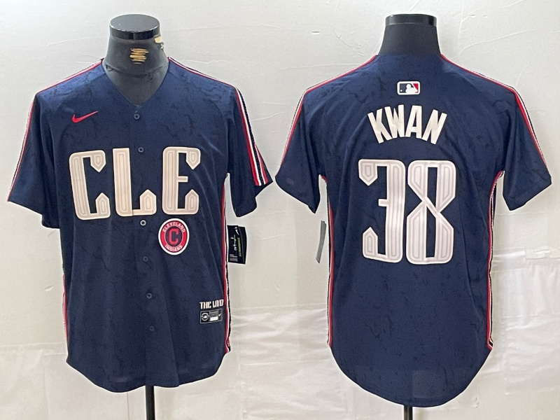 Personalized Men’s Cleveland Guardians #38 Steven Kwan Navy 2024 City Connect Limited Stitched Baseball Jerseys