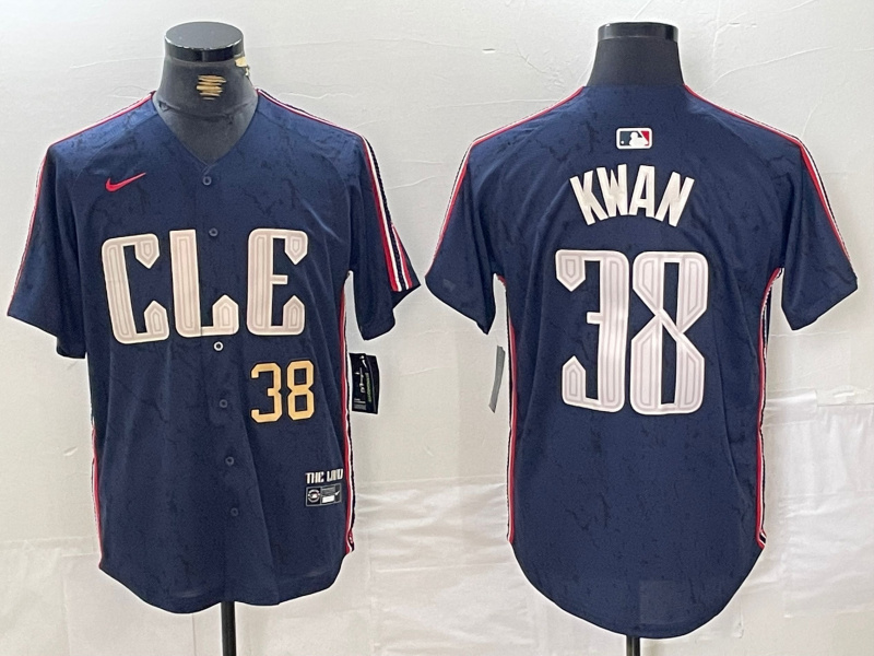 Personalized Men’s Cleveland Guardians #38 Steven Kwan Navy 2024 City Connect Limited Stitched Baseball Jerseys