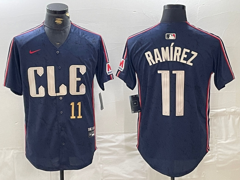Personalized Men’s Cleveland Guardians #11 José Ramírez Navy 2024 City Connect Limited Stitched Baseball Jerseys