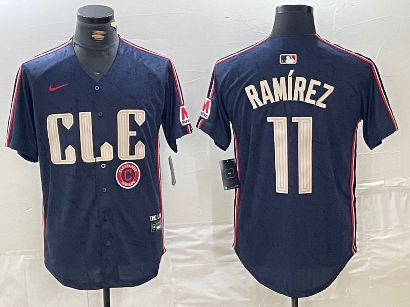 Personalized Men’s Cleveland Guardians #11 José Ramírez Navy 2024 City Connect Limited Stitched Baseball Jerseys