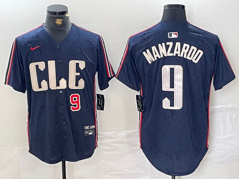 Personalized Men’s Cleveland Guardians #9 Kyle Manzardo Navy 2024 City Connect Limited Stitched Baseball Jerseys