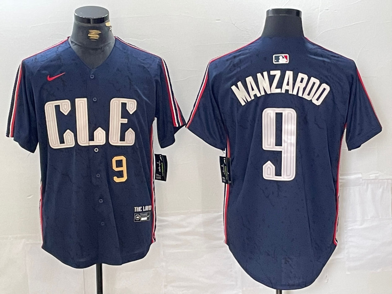 Personalized Men’s Cleveland Guardians #9 Kyle Manzardo Navy 2024 City Connect Limited Stitched Baseball Jerseys