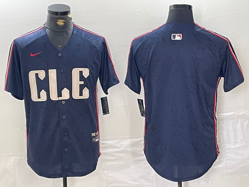 Personalized Men’s Cleveland Guardians Team Big Logo Navy 2024 City Connect Stitched Baseball Jersey(Run Small)