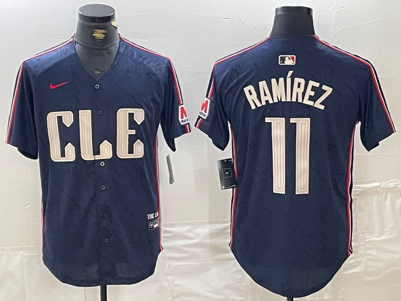Personalized Men’s Cleveland Guardians #11 José Ramírez Navy 2024 City Connect Limited Stitched Baseball Jerseys