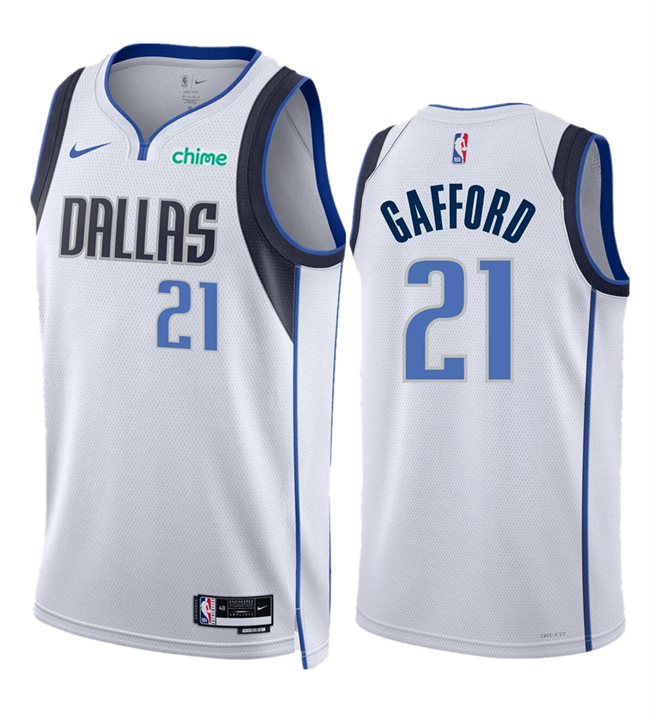 Personalized Men’s Dallas Mavericks #21 Daniel Gafford White Association Edition Stitched Basketball Jersey