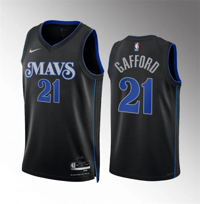 Personalized Men’s Dallas Mavericks #21 Daniel Gafford Black 2023 24 City Edition Stitched Basketball Jersey