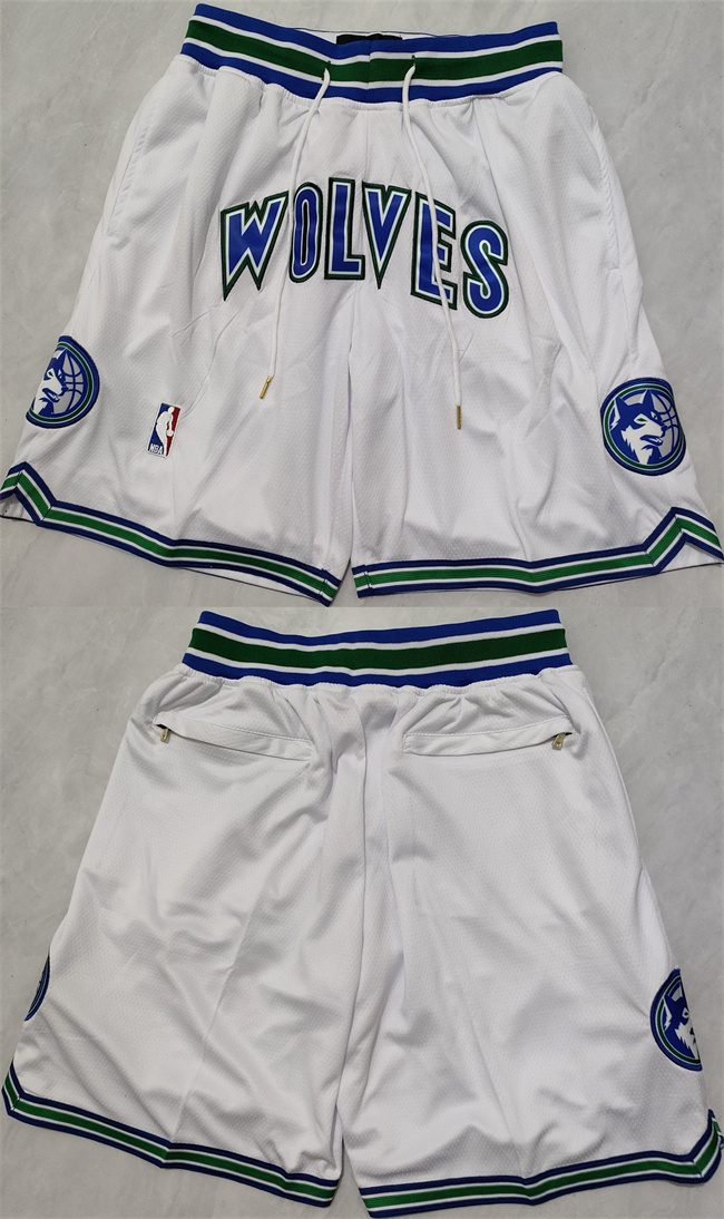 Personalized Men’s Minnesota Timberwolves White Shorts (Run Small)