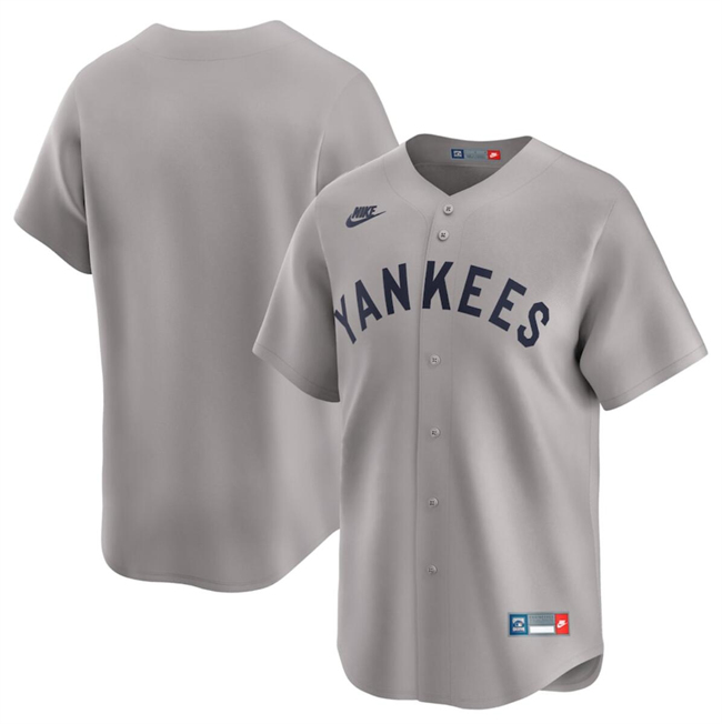 Personalized Men’s New York Yankees Blank Gray Cooperstown Collection Limited Stitched Baseball Jersey