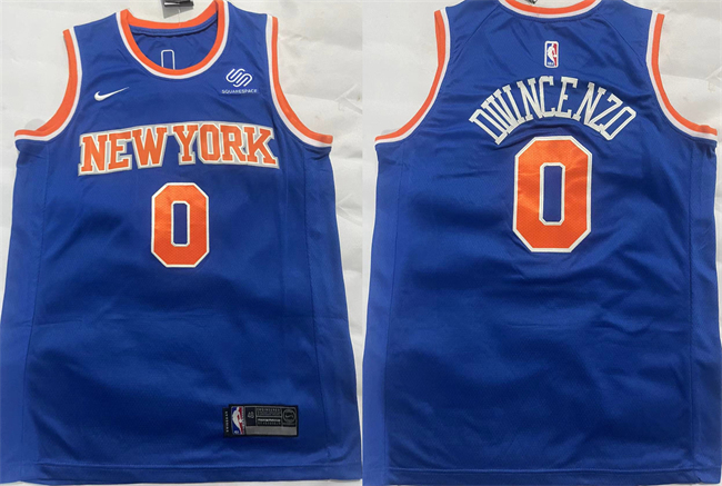 Personalized Men’s New Yok Knicks #0 Donte DiVincenzo Blue Stitched Basketball Jersey