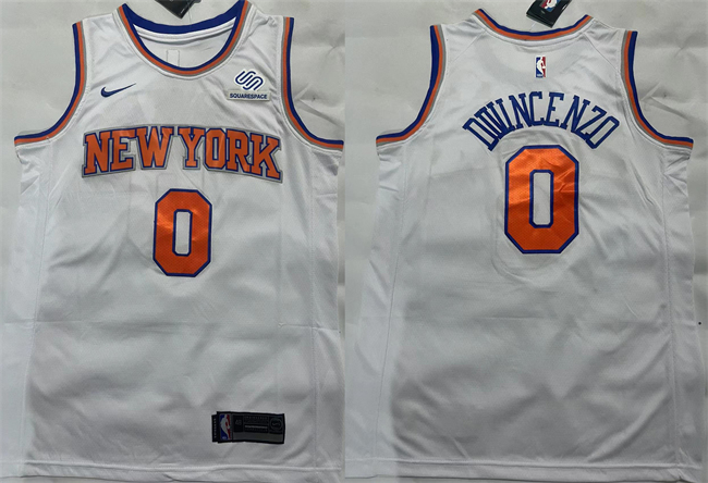Personalized Men’s New Yok Knicks #0 Donte DiVincenzo White Stitched Basketball Jersey
