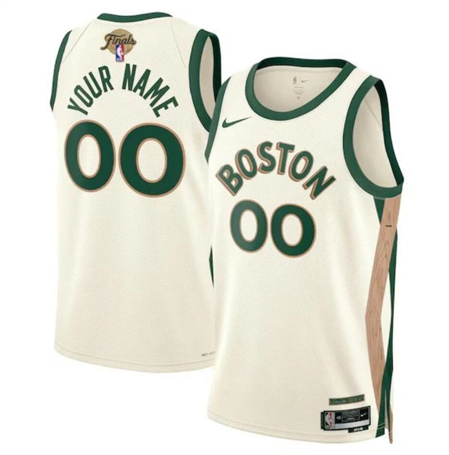 Personalized Men’s Boston Celtics Active Player Cream 2024 Finals City Edition Stitched Basketball Jersey